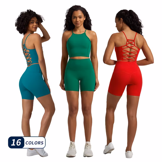 Women′s Shock-Proof Outer Wear Beautiful Vest High Waist Hip Lift Fitness Pants Yoga Sports Suit