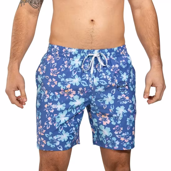 ポリエステル100% 速乾性UV昇華プリントメンズボードショーツ、スイムショートハワイアンビーチショーツ男性用